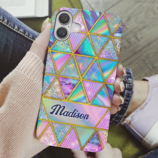 Elegante holografische trendy faux goud geometrisc Case-Mate iPhone case