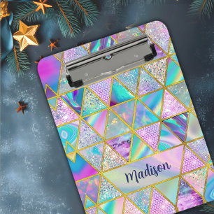 Elegante holografische trendy faux goud geometrisc klembord