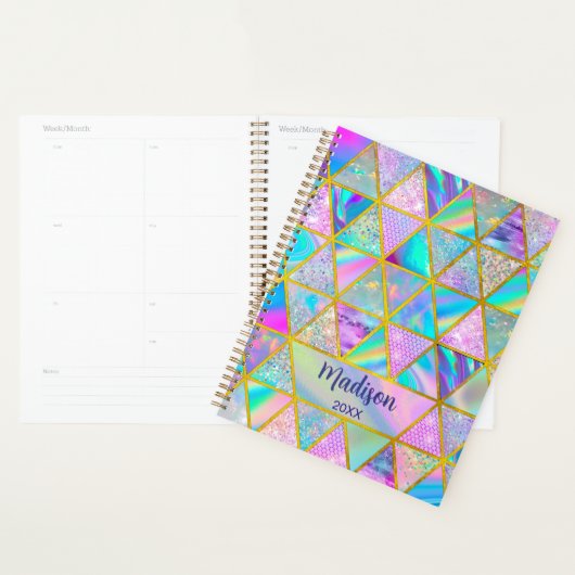 Elegante holografische trendy faux goud geometrisc planner (Display)