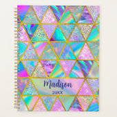Elegante holografische trendy faux goud geometrisc planner (Voorkant)