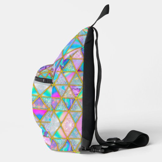 Elegante holografische trendy faux goud geometrisc sling bag (Rechts)
