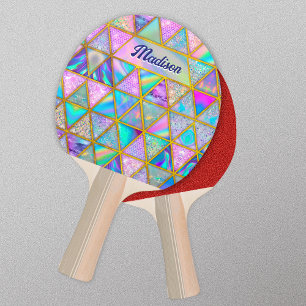 Elegante holografische trendy faux goud geometrisc tafeltennisbatje