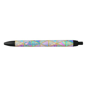 Elegante holografische trendy faux goud geometrisc zwarte inkt pen