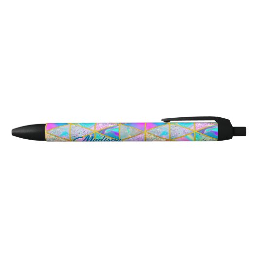 Elegante holografische trendy faux goud geometrisc zwarte inkt pen (Bovenkant)