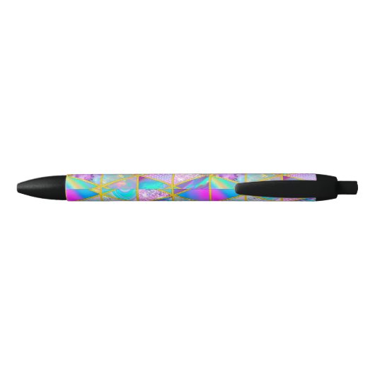 Elegante holografische trendy faux goud geometrisc zwarte inkt pen (Achterkant)