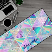 Elegante holografische trendy faux zilver geometri bureaumat