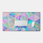 Elegante holografische trendy faux zilver geometri bureaumat (Keyboard & Muis)