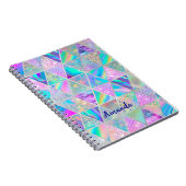 Elegante holografische trendy faux zilver geometri notitieboek (Rechterzijde)