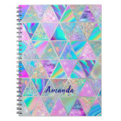 Elegante holografische trendy faux zilver geometri notitieboek (Voorkant)