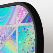 Elegante holografische trendy faux zilver geometri pickleball paddle (Links Detail)