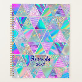 Elegante holografische trendy faux zilver geometri planner
