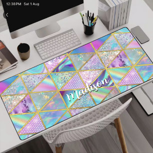 Elegante holografische trendy nepgouden geometrisc bureaumat