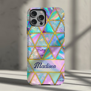 Elegante holografische trendy nepgouden geometrisc iPhone 15 case