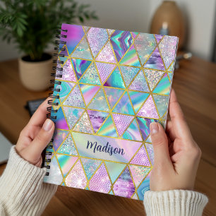 Elegante holografische trendy nepgouden geometrisc notitieboek