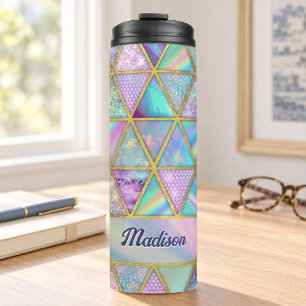 Elegante holografische trendy nepgouden geometrisc thermosbeker