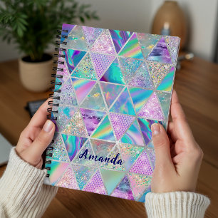 Elegante holografische trendy nepsilver geometrisc notitieboek