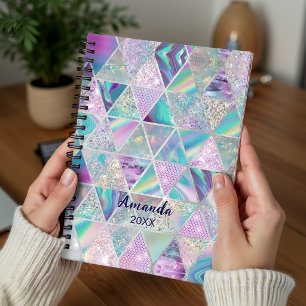 Elegante holografische trendy nepsilver geometrisc planner