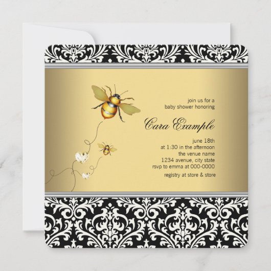 Elegante hommel baby shower kaart (Voorkant)