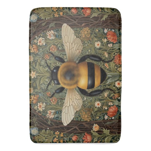 Elegante  hommel botanische bloemkunst badmat (Voorkant Verticaal)