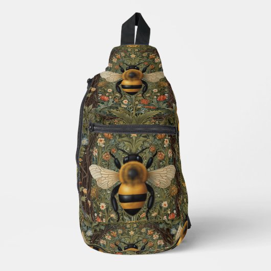 Elegante  hommel botanische bloemkunst sling bag (Voorkant)
