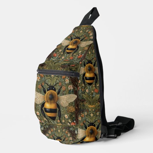 Elegante  hommel botanische bloemkunst sling bag (Rechterhoek)