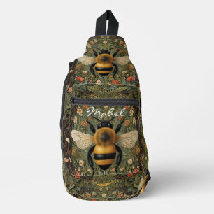 Elegante  hommel botanische bloemkunst sling bag