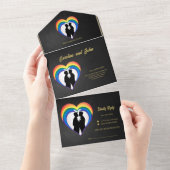 Elegante homo silhouetten. all in one uitnodiging (Afscheurbaar)