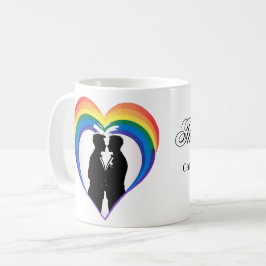 Elegante homo silhouetten. koffiemok