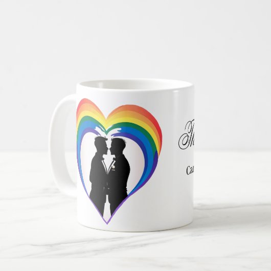 Elegante homo silhouetten. koffiemok (Voorkant links)