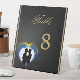 Elegante homo silhouetten. reclamebord met voetstuk