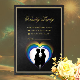 Elegante homo silhouetten RSVP kaartje