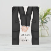 Elegante homohuwelijk bruidegom met de handen kaart (Staand voorkant)