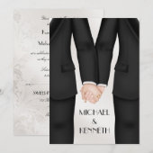Elegante homohuwelijk bruidegom met de handen kaart (Voorkant / Achterkant)