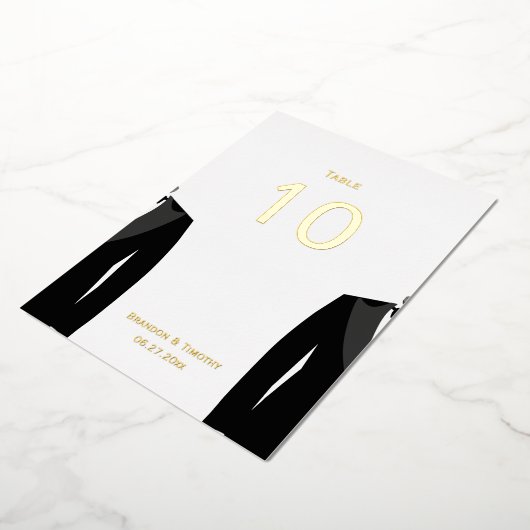 Elegante homohuwelijk tafelkaartjes met echte goud folie uitnodiging (Gedraaid)