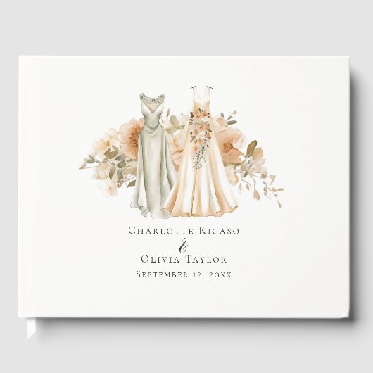 Elegante homohuwelijk Twee bruiden in jurken Gastenboek (Voorkant)