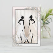 Elegante homohuwelijk uitnodiging met twee bruiden (Staand voorkant)