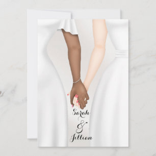 Elegante homoseksuele bruiloft bruid hand in hand  kaart