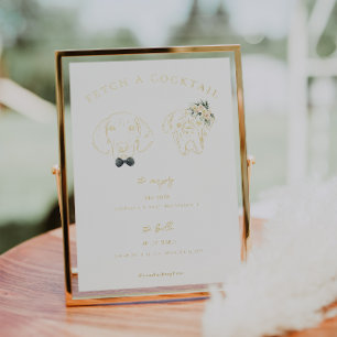Elegante Hond Bruid & Bruidegom Signature Drank Folie Afdrukken