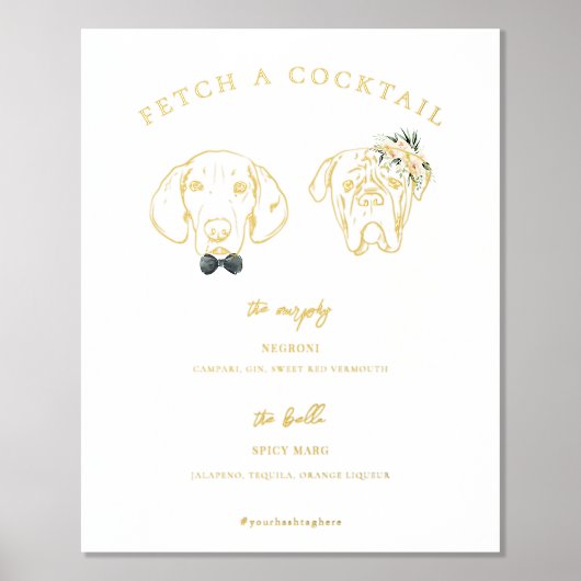 elegante hond | Bruid & bruidegom Signature Drink  Folie Afdrukken (Voorkant)
