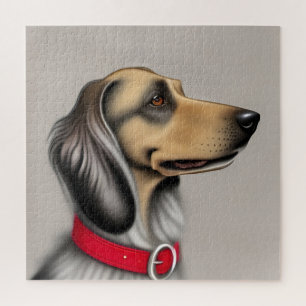 Elegante hond met rode halsband zijdelings geposee legpuzzel