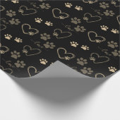 Elegante HOND PAW PRINTS en LIEFDE HARTEN Cadeaupapier (Hoek)