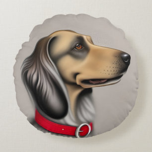 Elegante Hond Sierlijke Huisdier Portret Huisdecor Rond Kussen