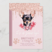 Elegante Hond Verjaardag met Glitter Kaart (Voorkant / Achterkant)