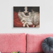 Elegante Hond Zittend op een Kussen (Gustave Courb Canvas Afdruk (Insitu (Woonkamer))