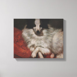 Elegante Hond Zittend op een Kussen (Gustave Courb Canvas Afdruk