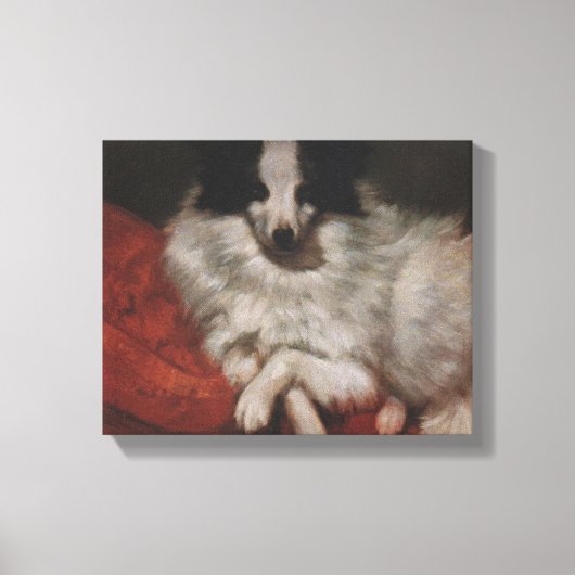 Elegante Hond Zittend op een Kussen (Gustave Courb Canvas Afdruk (Voorkant)
