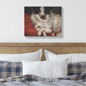 Elegante Hond Zittend op een Kussen (Gustave Courb Canvas Afdruk (Insitu (Slaapkamer))