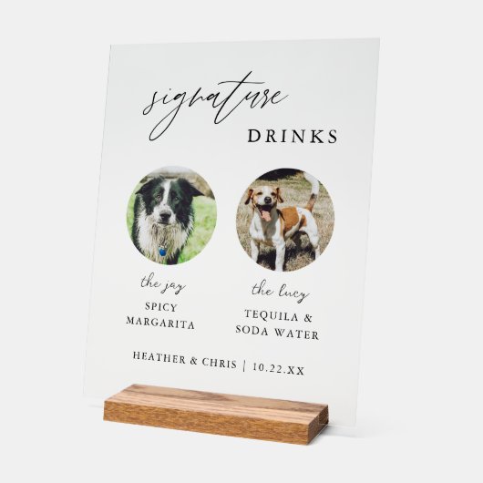 Elegante honden en katten Signature-dranken trouwb Acryl Bord (Hoek)
