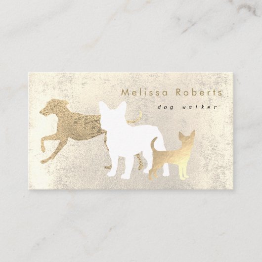 elegante honden silhouettes hondenwalker visitekaartje (Voorkant)