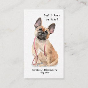 Elegante hondenoppas waterverf bulldog visitekaartje